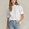 Hauts blancs en coton à œillets brodés Ralph Lauren pour femme