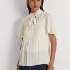 Hauts blancs en georgette plissée Ralph Lauren pour femmes