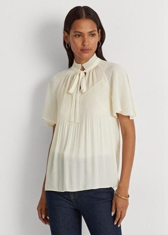Hauts blancs en georgette plissée Ralph Lauren pour femmes