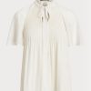 Hauts blancs en georgette plissée Ralph Lauren pour femmes