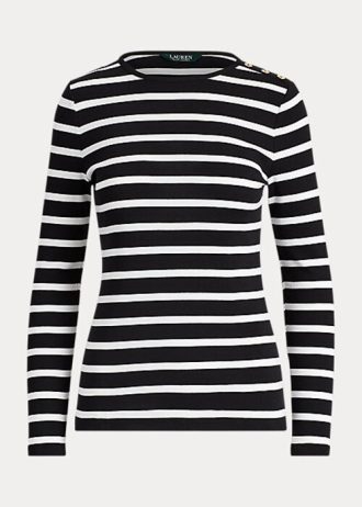 Hauts boutonnés rayés noirs et blancs pour femmes Ralph Lauren