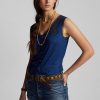 Hauts caraco bleus à bordure crochetée indigo Ralph Lauren pour femme Hauts caraco bleus à bordure crochetée indigo Ralph Lauren pour femme