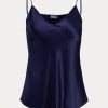 Hauts caraco en soie bleu marine Ralph Lauren pour femme