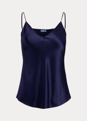 Hauts caraco en soie bleu marine Ralph Lauren pour femme