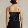 Hauts caraco en soie noirs Ralph Lauren pour femmes Hauts caraco en soie noirs Ralph Lauren pour femmes