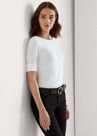 Hauts à col bateau en coton blanc Ralph Lauren pour femme