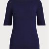 Hauts à col bateau en coton bleu marine Ralph Lauren pour femme Hauts à col bateau en coton bleu marine Ralph Lauren pour femme
