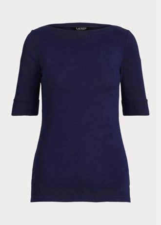 Hauts à col bateau en coton bleu marine Ralph Lauren pour femme