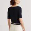 Hauts à col bateau en coton bleu marine Ralph Lauren pour femme Hauts à col bateau en coton bleu marine Ralph Lauren pour femme
