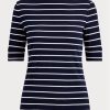 Hauts à col bateau rayés bleu marine Ralph Lauren pour femme Hauts à col bateau rayés bleu marine Ralph Lauren pour femme