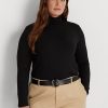 Hauts à col roulé en jersey noir Ralph Lauren pour femmes