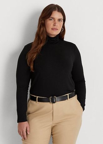 Hauts à col roulé en jersey noir Ralph Lauren pour femmes