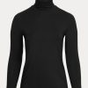 Hauts à col roulé en jersey noir Ralph Lauren pour femmes