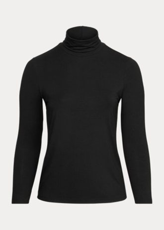 Hauts à col roulé en jersey noir Ralph Lauren pour femmes