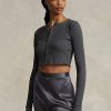Hauts courts côtelés boutonnés gris pour femmes Ralph Lauren Hauts courts côtelés boutonnés gris pour femmes Ralph Lauren