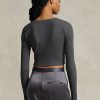 Hauts courts côtelés boutonnés gris pour femmes Ralph Lauren Hauts courts côtelés boutonnés gris pour femmes Ralph Lauren