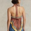 Hauts dos nu en soie de mûrier à motif foulard Ralph Lauren marron pour femme