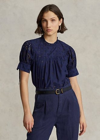 Hauts en coton bleu marine à œillets brodés Ralph Lauren pour femme