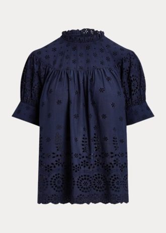 Hauts en coton bleu marine à œillets brodés Ralph Lauren pour femme