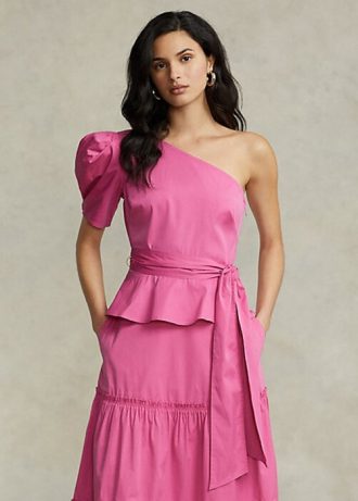 Hauts en coton fuchsia à une épaule avec ceinture Ralph Lauren pour femme