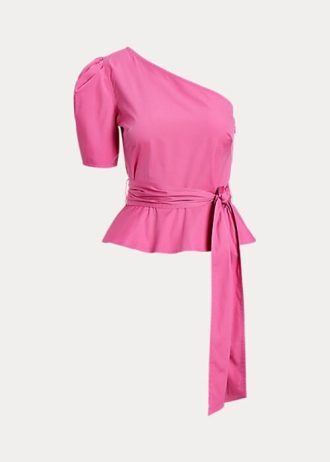 Hauts en coton fuchsia à une épaule avec ceinture Ralph Lauren pour femme