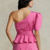 Hauts en coton fuchsia à une épaule avec ceinture Ralph Lauren pour femme Hauts en coton fuchsia à une épaule avec ceinture Ralph Lauren pour femme