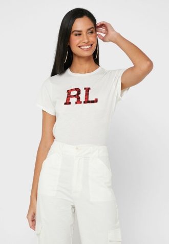 Hauts graphiques blancs à col rond Ralph Lauren pour femmes