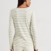 Hauts Henley rayés en coton mélangé crème pour femme Ralph Lauren Hauts Henley rayés en coton mélangé crème pour femme Ralph Lauren