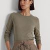 Hauts à manches longues en coton mélangé olive Ralph Lauren pour femme Hauts à manches longues en coton mélangé olive Ralph Lauren pour femme