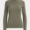 Hauts à manches longues en coton mélangé olive Ralph Lauren pour femme Hauts à manches longues en coton mélangé olive Ralph Lauren pour femme