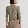 Hauts à manches longues en coton mélangé olive Ralph Lauren pour femme Hauts à manches longues en coton mélangé olive Ralph Lauren pour femme