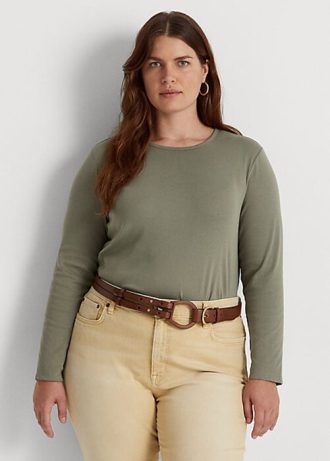 Hauts à manches longues verts en coton mélangé Ralph Lauren pour femmes