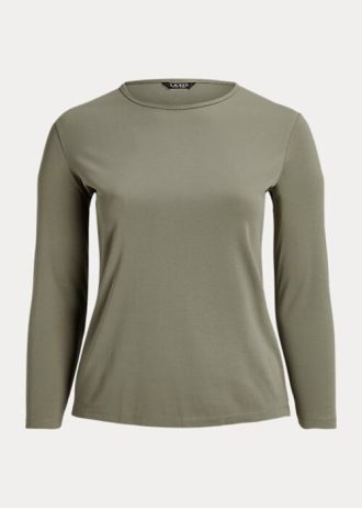 Hauts à manches longues verts en coton mélangé Ralph Lauren pour femmes