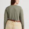 Hauts à manches longues verts en coton mélangé Ralph Lauren pour femmes