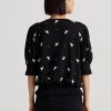 Hauts noirs à col noué en jersey brodé Ralph Lauren pour femme Hauts noirs à col noué en jersey brodé Ralph Lauren pour femme