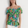 Hauts à épaules dénudées en jersey fleuri multicolore Ralph Lauren pour femme