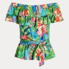 Hauts à épaules dénudées en jersey fleuri multicolore Ralph Lauren pour femme