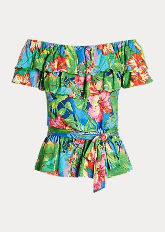 Hauts à épaules dénudées en jersey fleuri multicolore Ralph Lauren pour femme