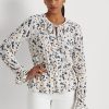 Hauts péplum multicolores en jersey fleuri Ralph Lauren pour femmes, col noué