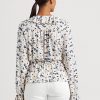 Hauts péplum multicolores en jersey fleuri Ralph Lauren pour femmes, col noué
