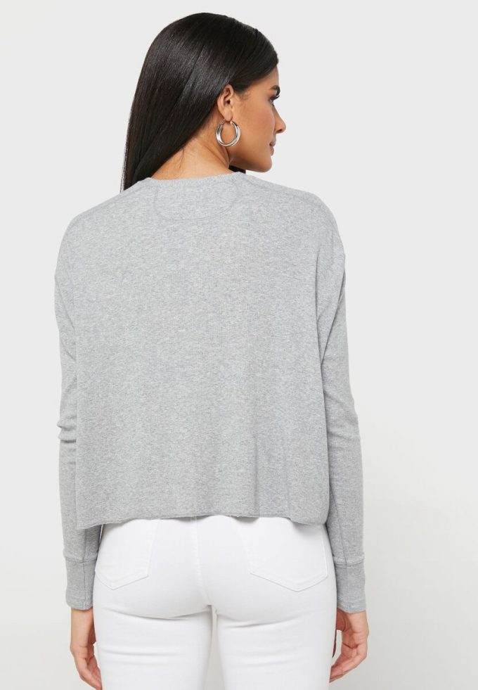 Hauts tricotés à col ras du cou gris Ralph Lauren pour femmes