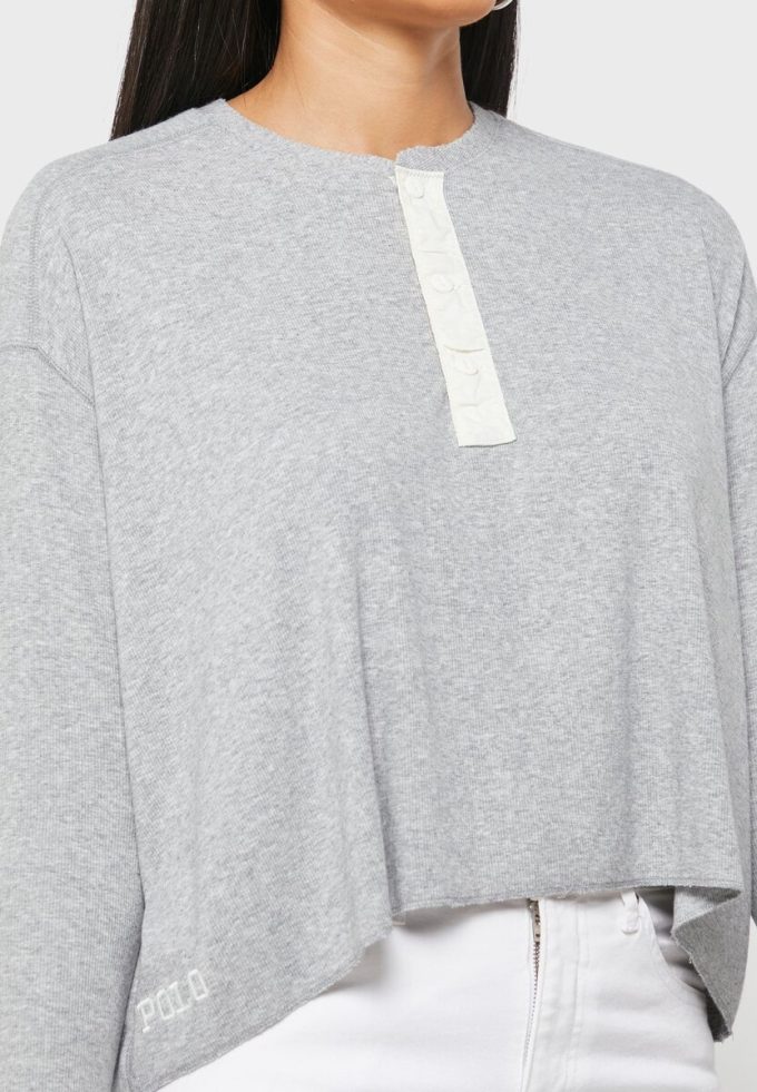 Hauts tricotés à col ras du cou gris Ralph Lauren pour femmes