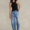 Jean bleu Ralph Lauren taille haute coupe fuselée pour femme Jean bleu Ralph Lauren taille haute coupe fuselée pour femme
