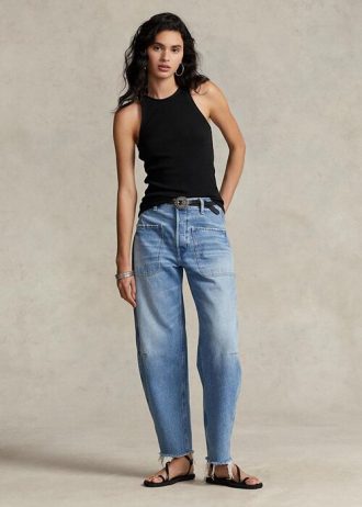 Jean bleu Ralph Lauren taille haute coupe fuselée pour femme