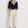 Jean Carpenter en denim crème à éclaboussures de peinture Ralph Lauren pour femme Jean Carpenter en denim crème à éclaboussures de peinture Ralph Lauren pour femme