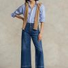 Jean court à jambe large bleu marine Ralph Lauren pour femme Jean court à jambe large bleu marine Ralph Lauren pour femme