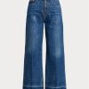Jean court à jambe large bleu marine Ralph Lauren pour femme Jean court à jambe large bleu marine Ralph Lauren pour femme
