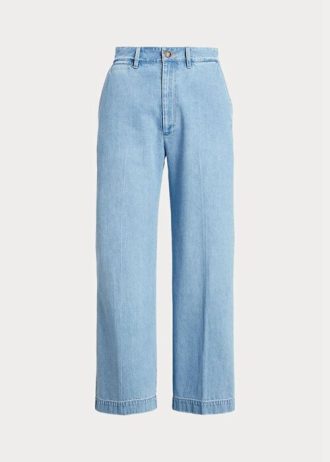 Jean court taille haute à jambe large bleu Ralph Lauren pour femme