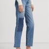 Jean droit court taille haute Ralph Lauren bleu pour femme Jean droit court taille haute Ralph Lauren bleu pour femme