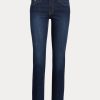 Jean droit taille basse Ralph Lauren bleu marine pour femme Jean droit taille basse Ralph Lauren bleu marine pour femme